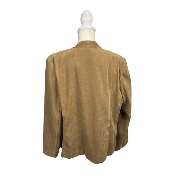 Southern Lady Women's Large Tan Faux Suede Embroidered Long Sleeve‎ Open Jacket - Picture 7 of 7